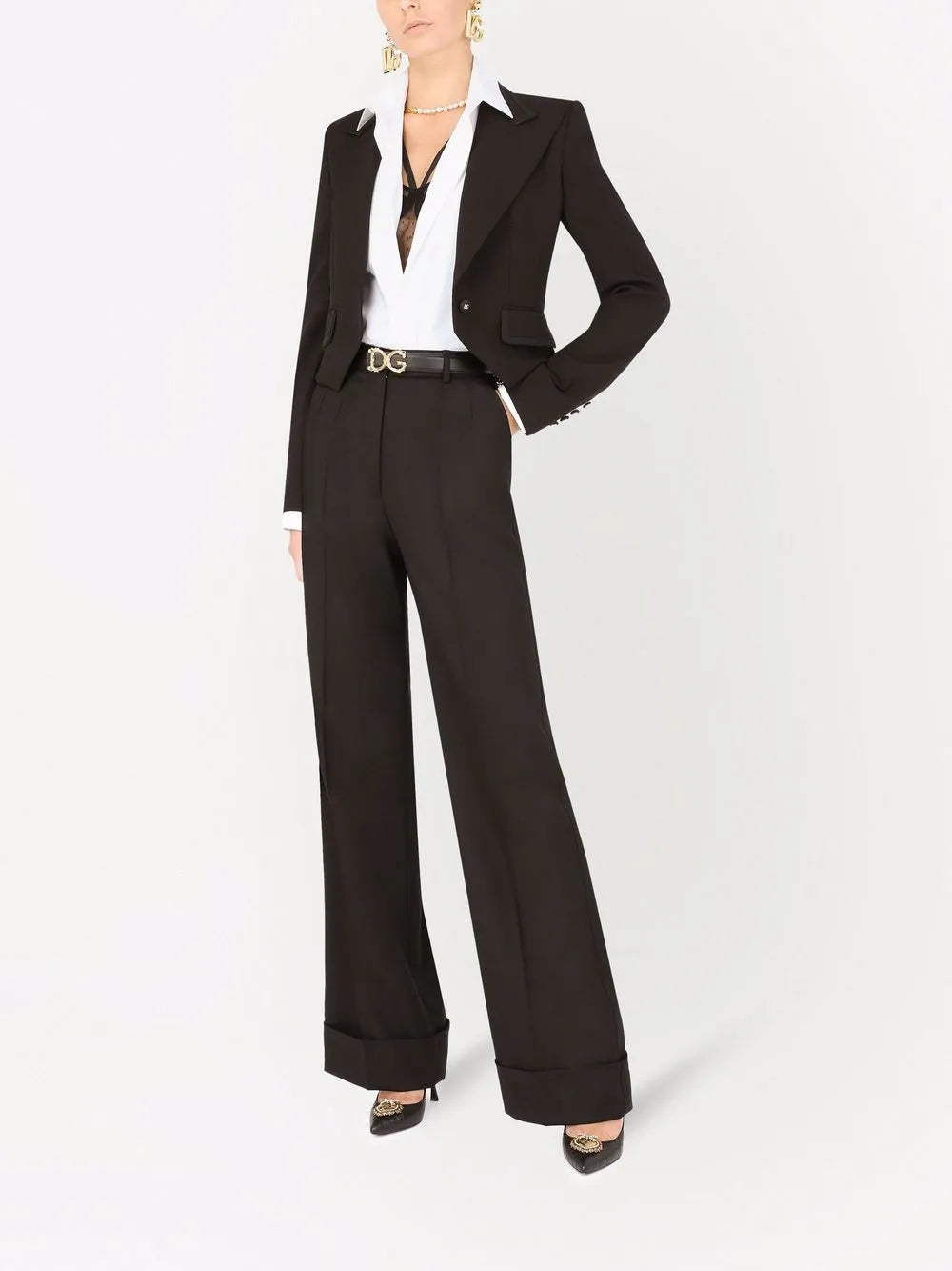 Cordonetto-Lace Cropped Blazer