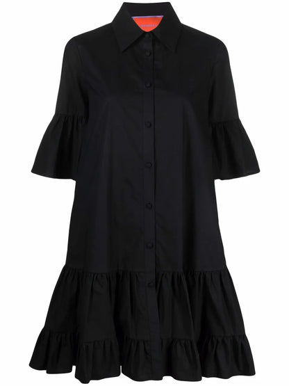 Short-Sleeve Ruffle-Hem Dress