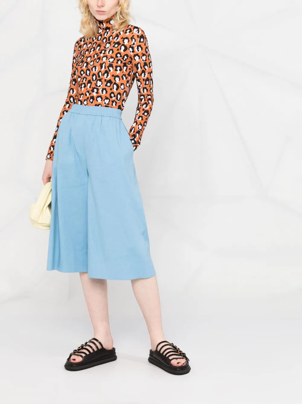Face-Animal Print Turtleneck Top