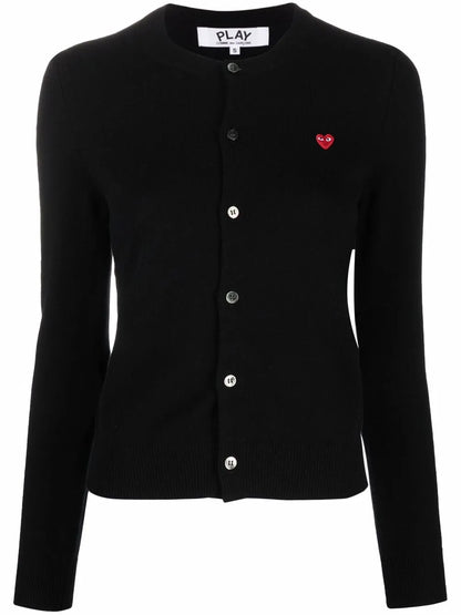 Logo-Patch Fine-Knit Cardigan