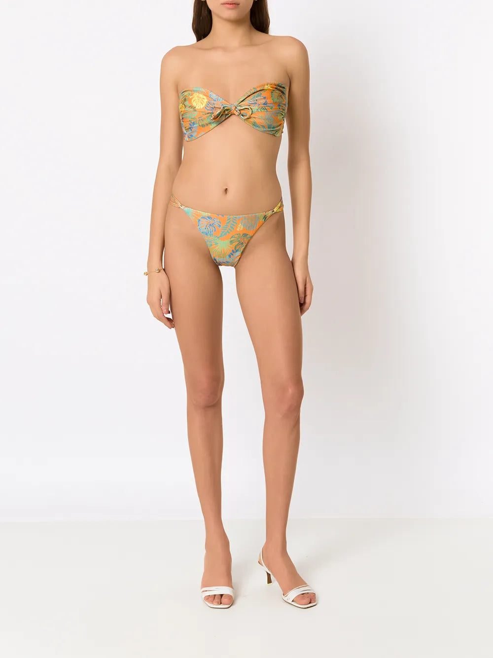 Palm Leaf Print Bandeau Bikini