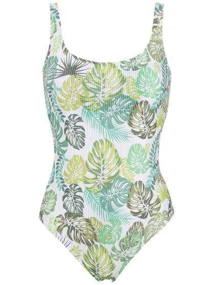 Palm Leaf Print Swimsuit