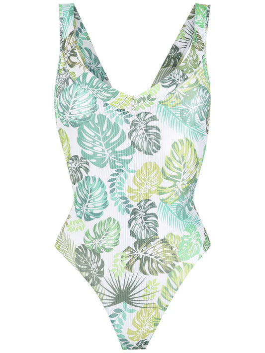 Palm Leaf Print Swimsuit