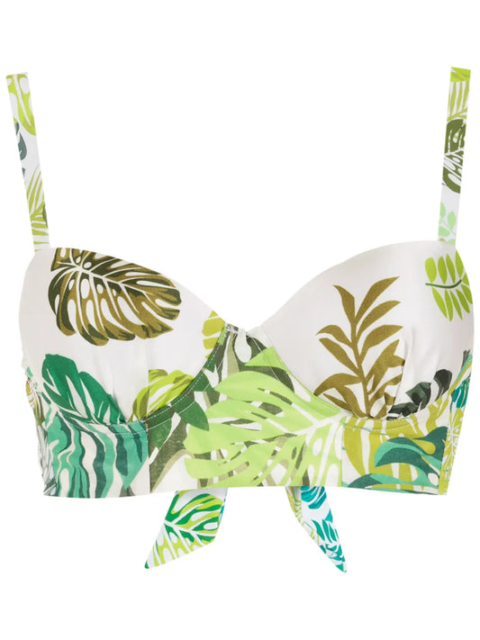 Palm Leaf Print Bikini Top