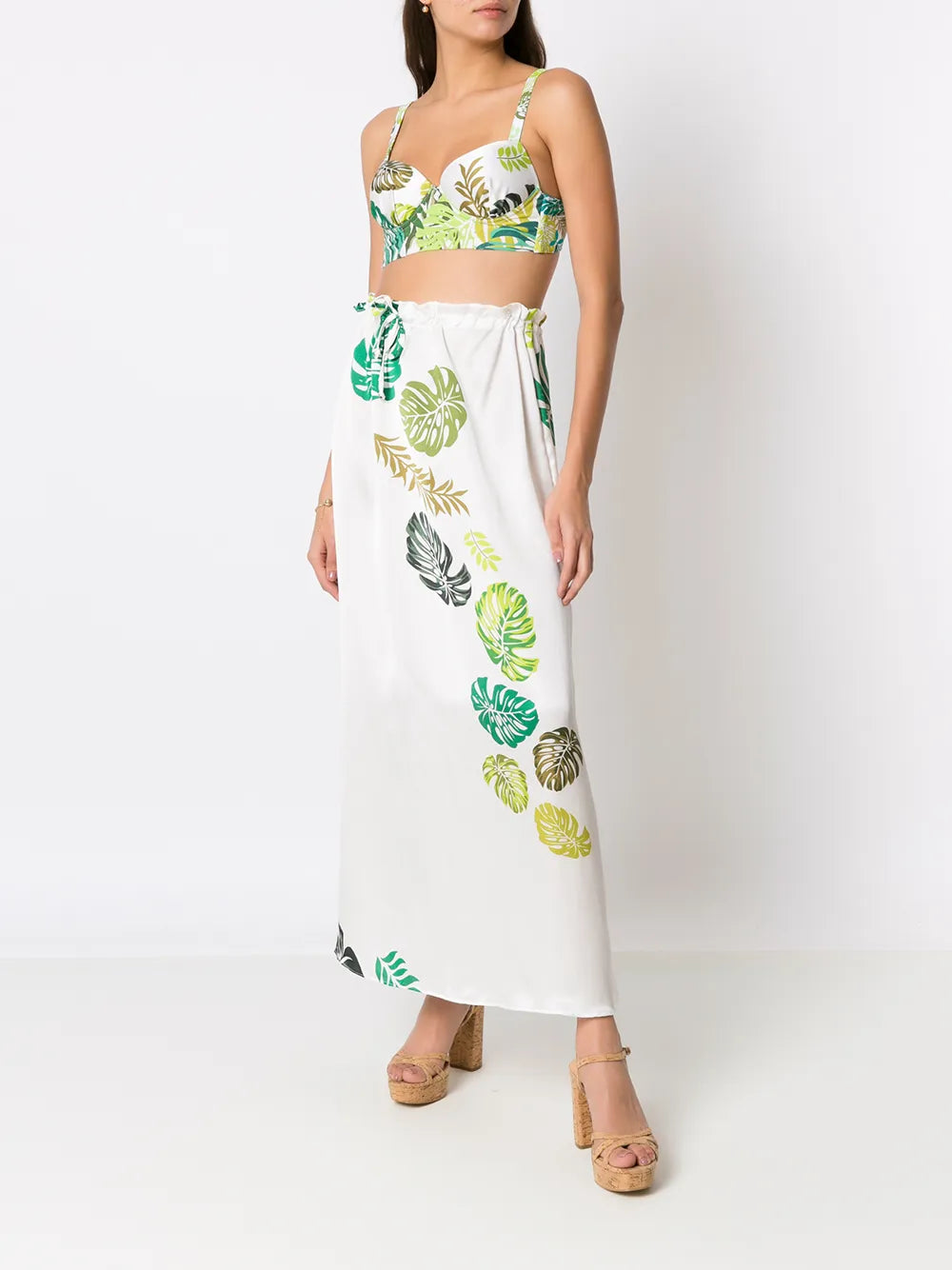 Palm Leaf Print Bikini Top