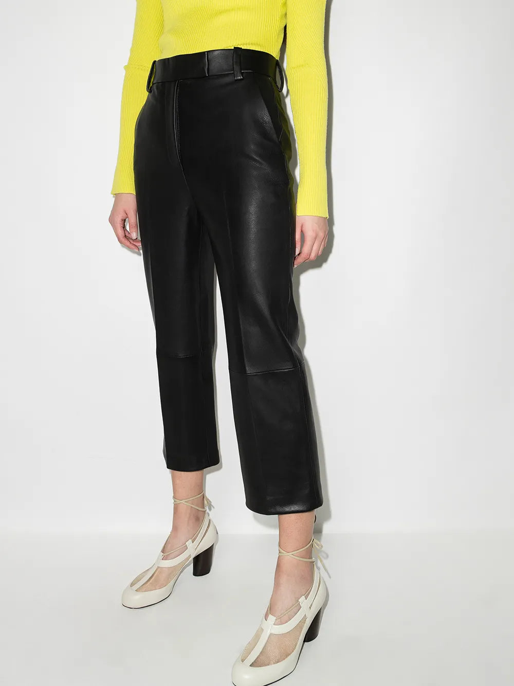Melie Cropped Leather Trousers