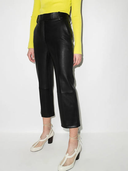 Melie Cropped Leather Trousers