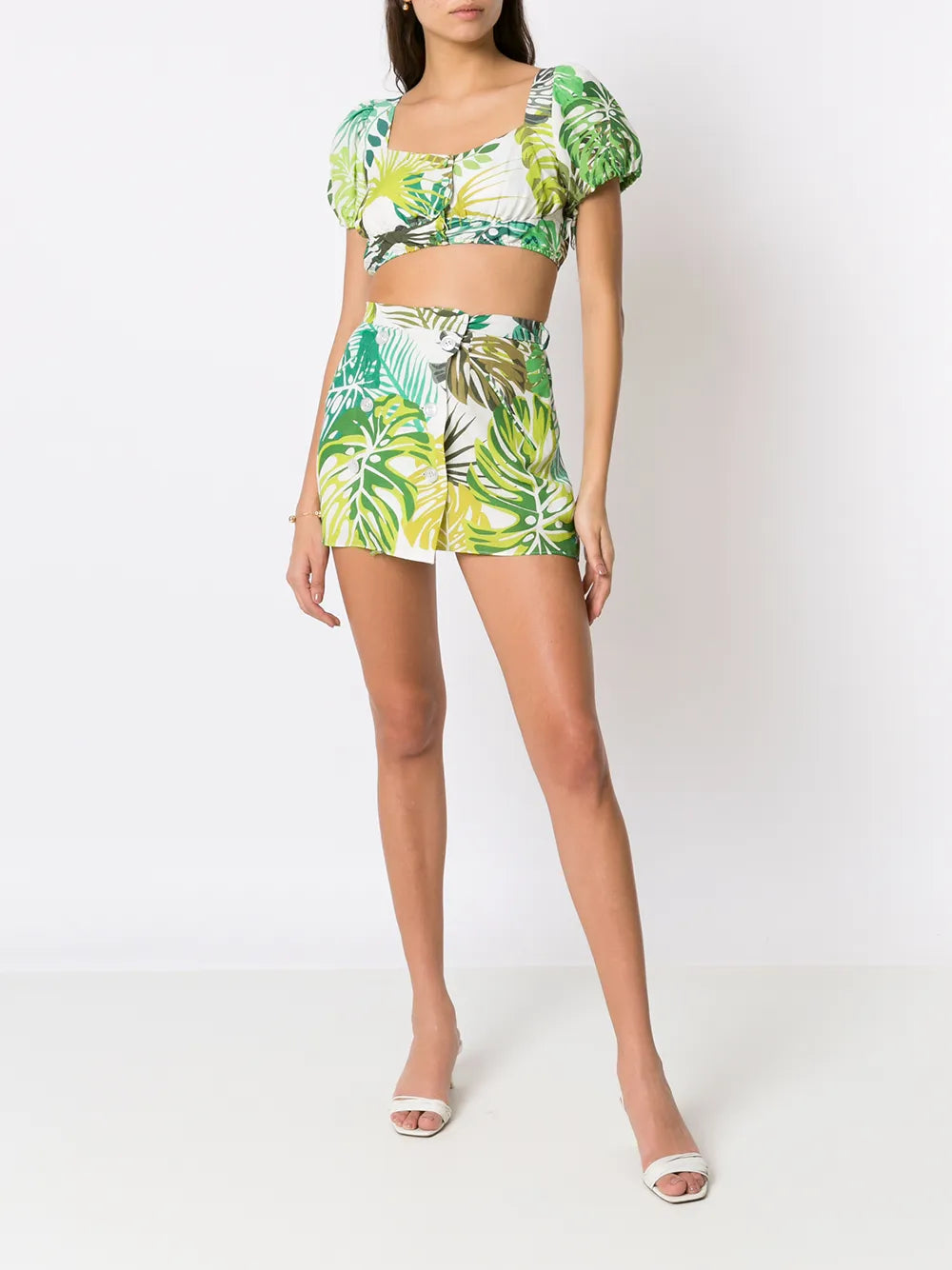 Palm Leaf Print Cropped Top
