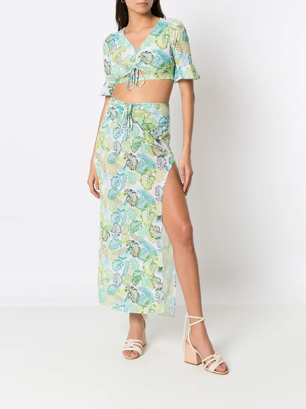 Palm Leaf Print Cropped Top