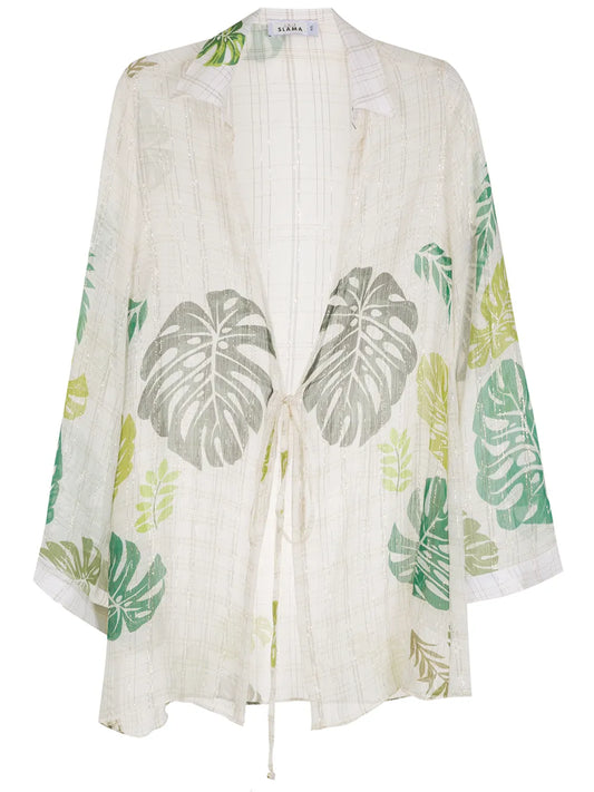Palm Leaf Print Beach Shirt