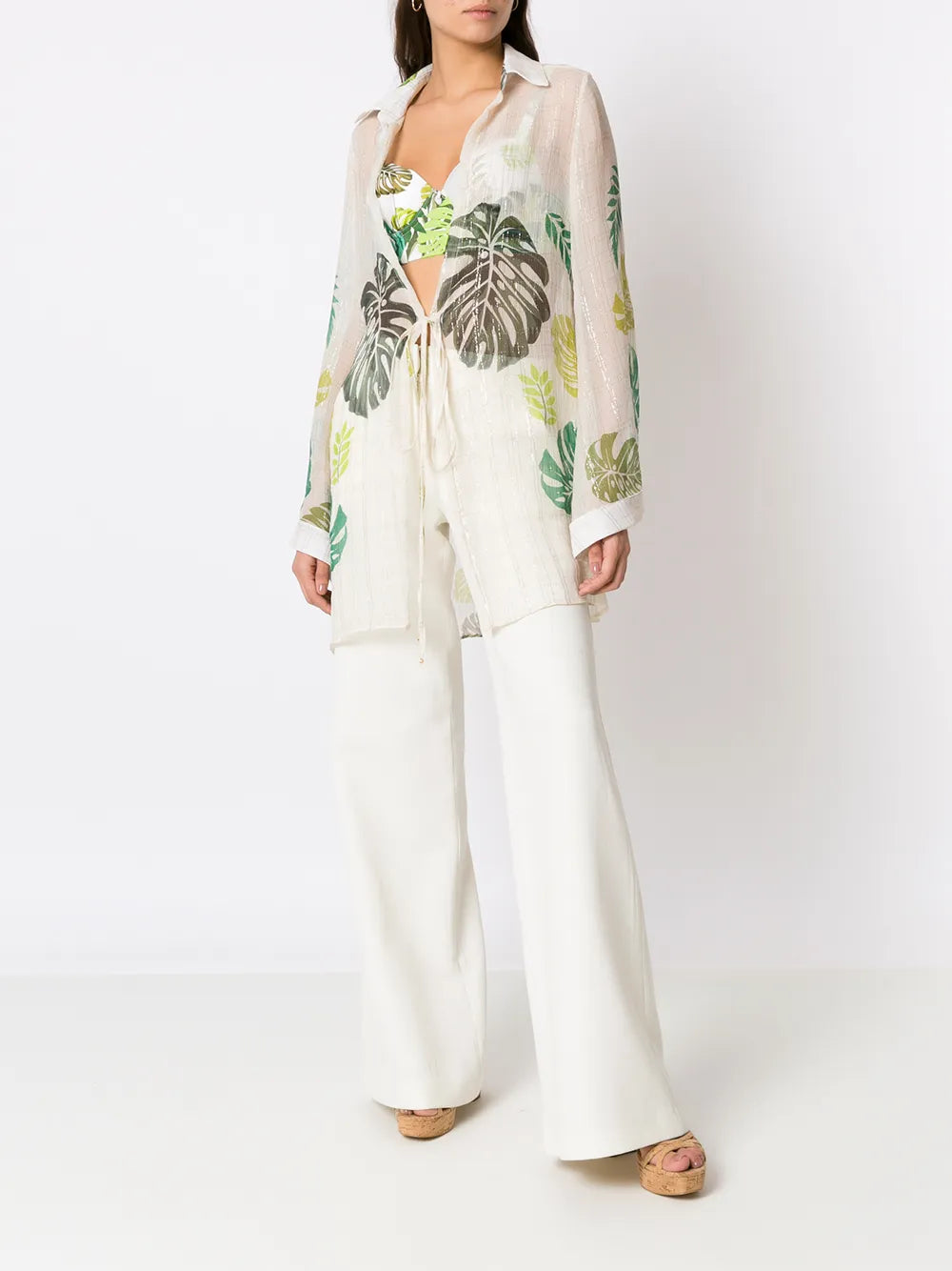 Palm Leaf Print Beach Shirt