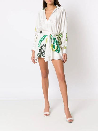 Palm Leaf Print Beach Dress