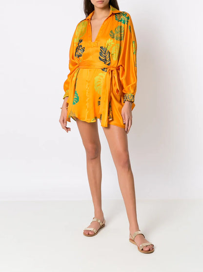 Palm Leaf Print Beach Dress