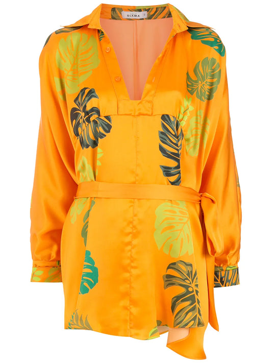 Palm Leaf Print Beach Dress