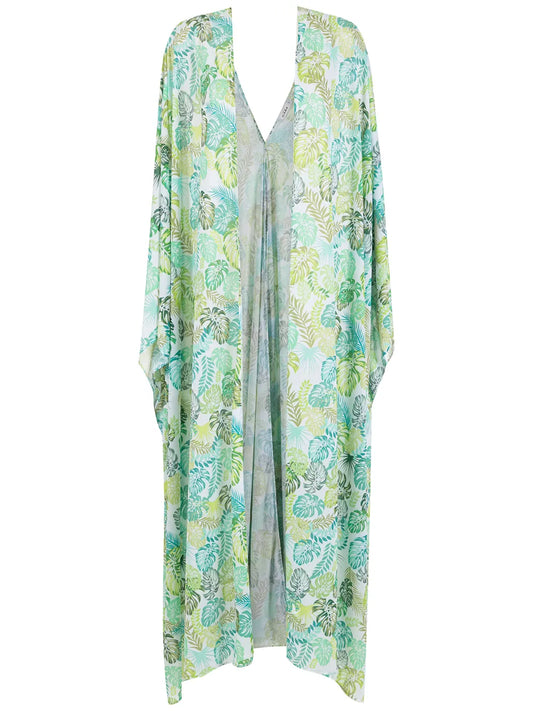 Palm Leaf Print Beach Kaftan