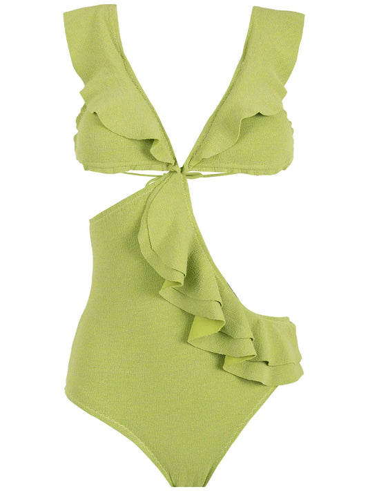 Ruffled Cut-Out Swimsuit