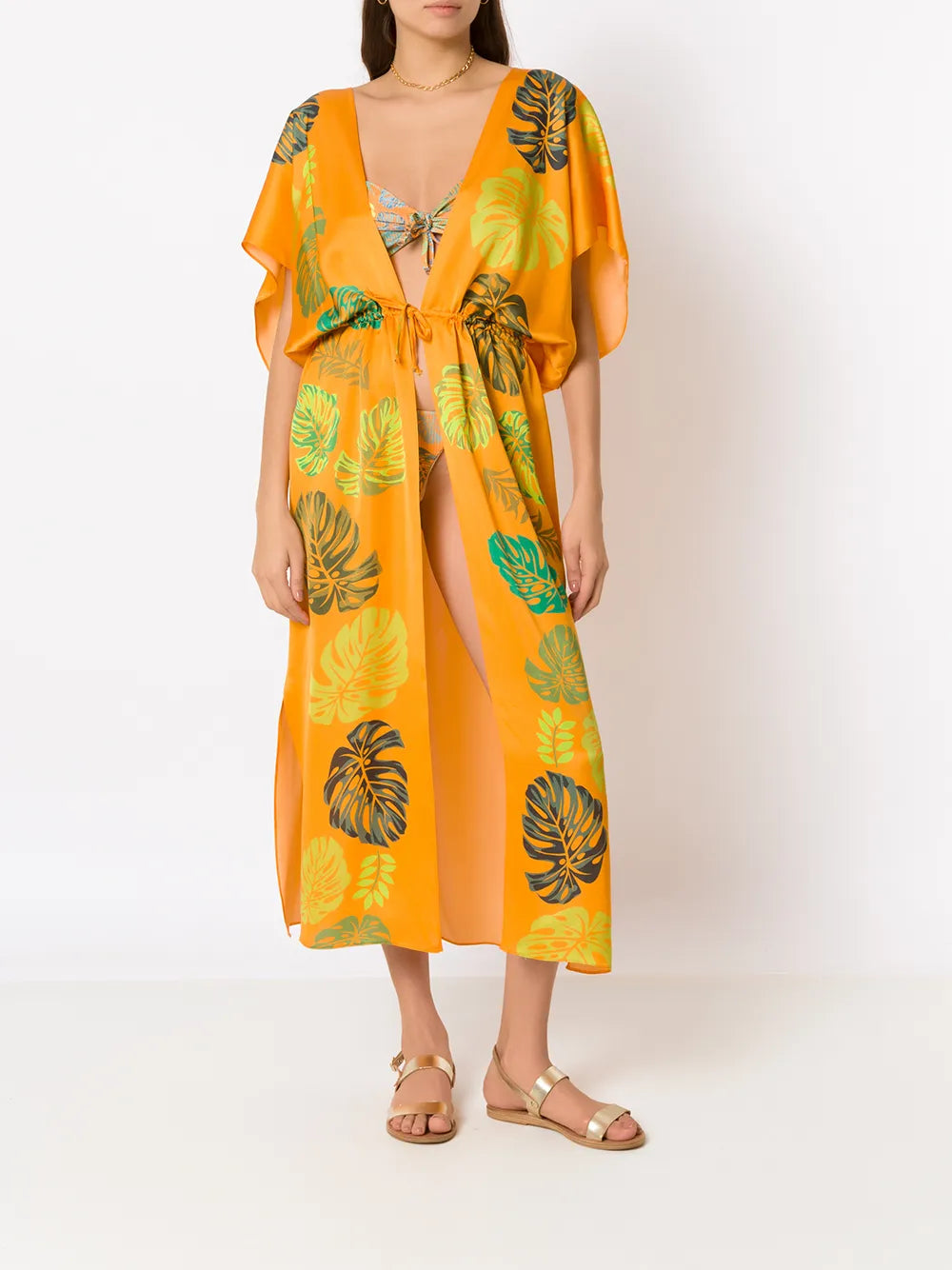 Palm Leaf-Print Beach Dress