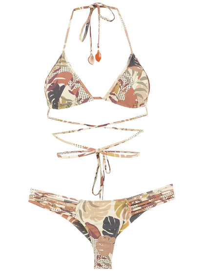 Palm Leaf Print Bikini