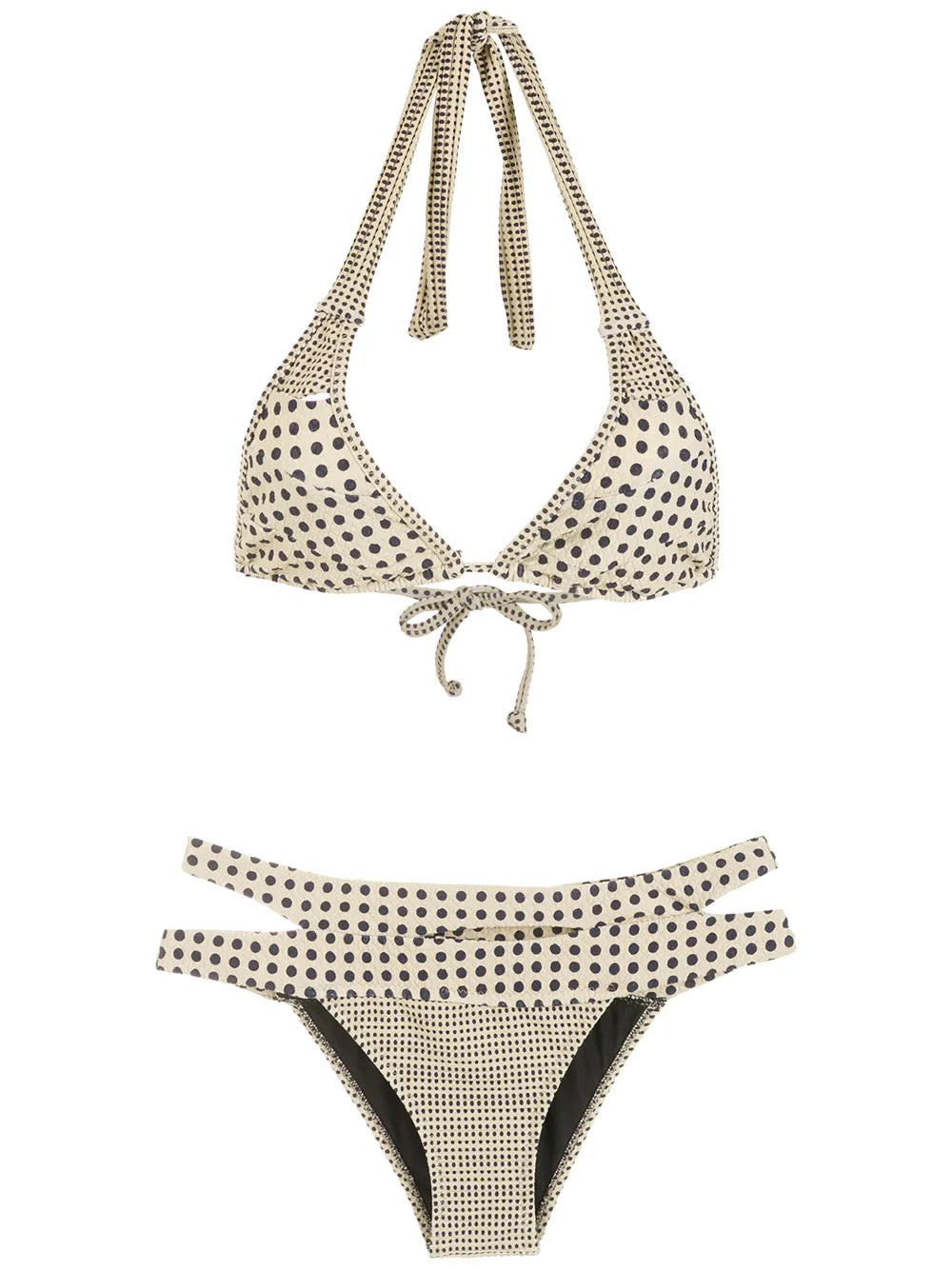 Polka-Dot Print Cutout Bikini