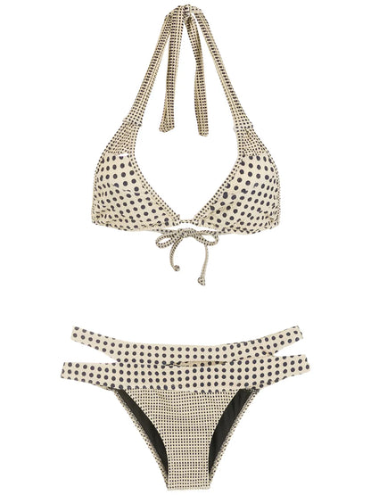 Polka-Dot Print Cutout Bikini