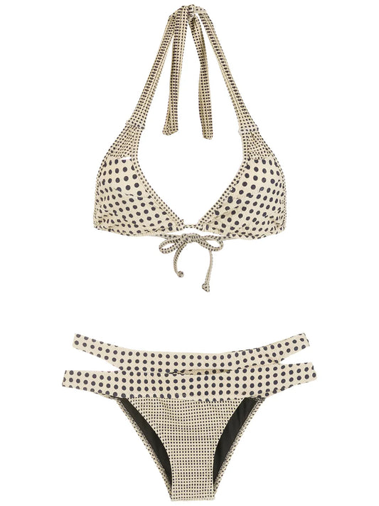 Polka-Dot Print Cutout Bikini