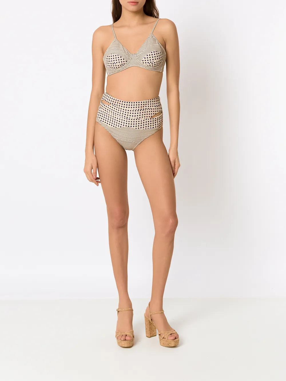 Polka-Dot Print High-Rise Bikini