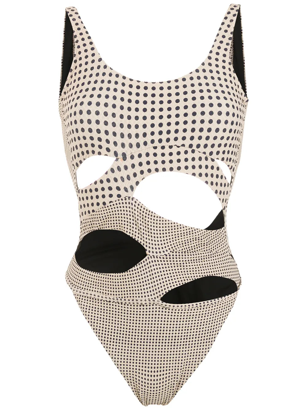 Polka-Dot Print Cutout Swimsuit