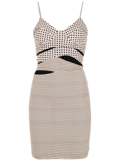Polka-Dot Print Cutout Dress