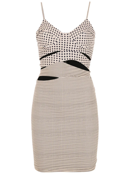 Polka-Dot Print Cutout Dress
