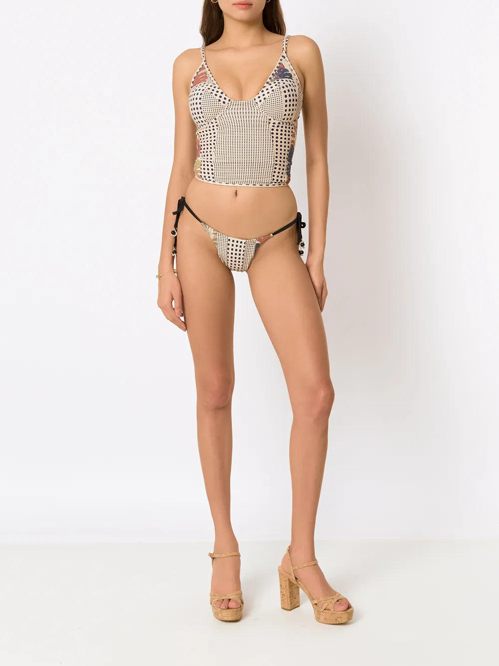 Polka-Dot Print Swim Top