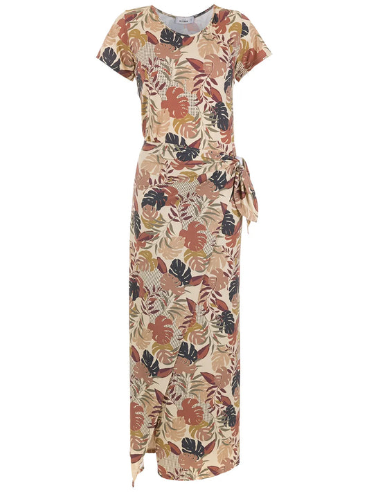 Palm Leaf Print Maxi Dress