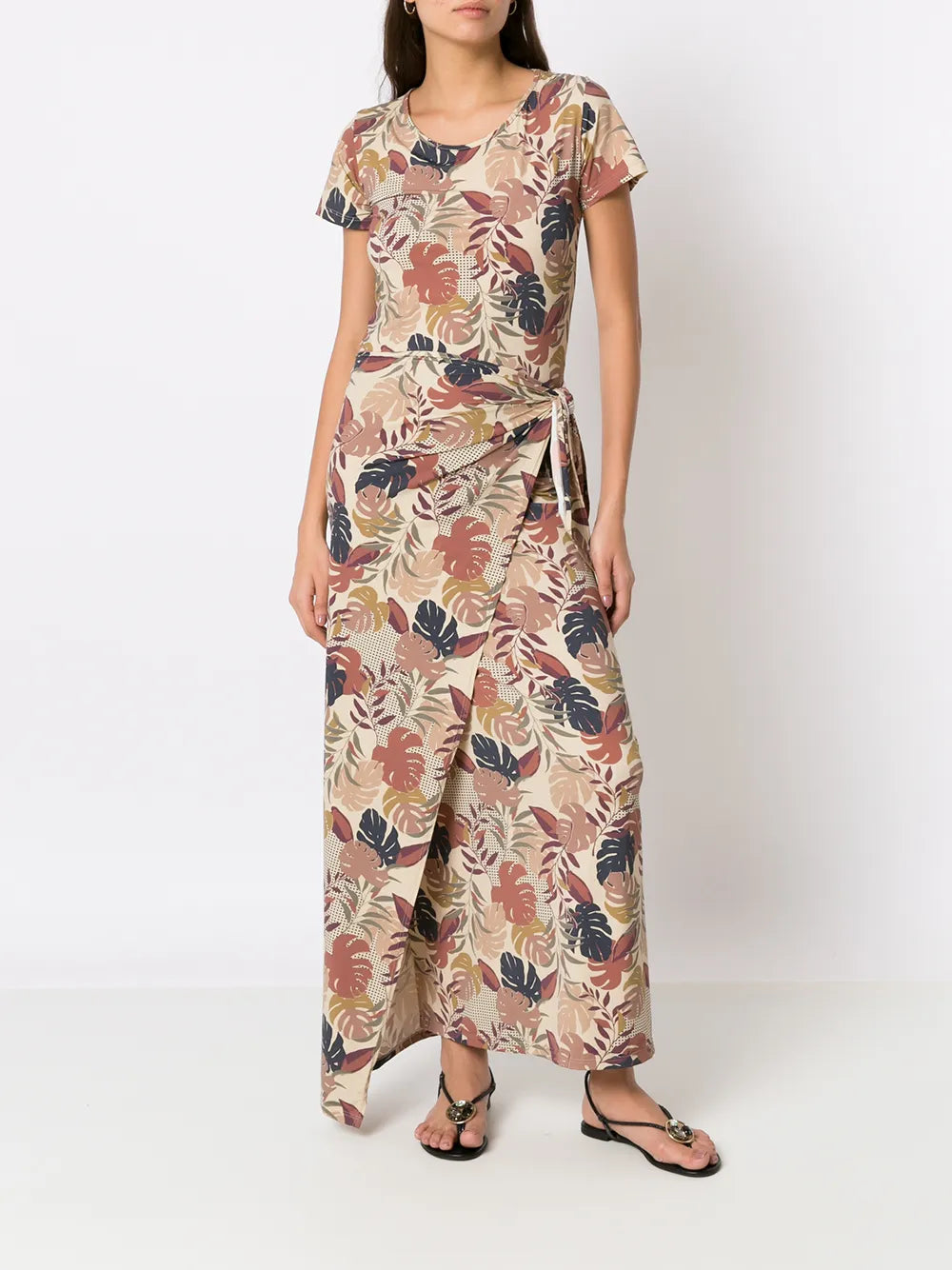 Palm Leaf Print Maxi Dress