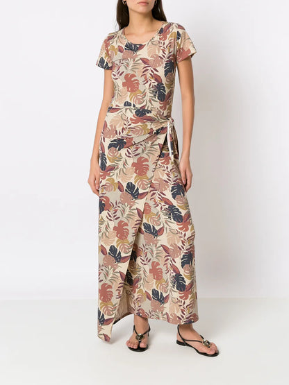Palm Leaf Print Maxi Dress