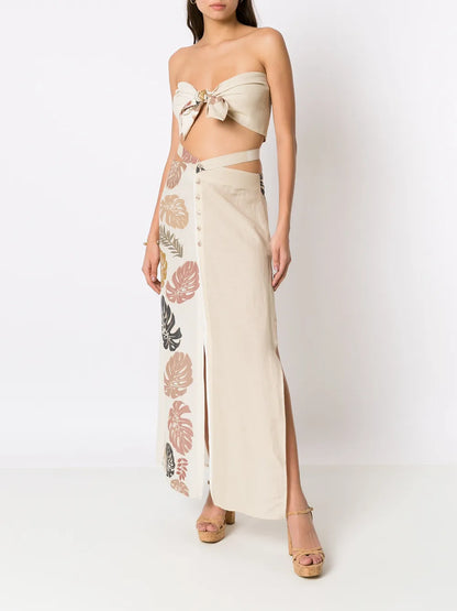 Palm Leaf Print Cropped Top