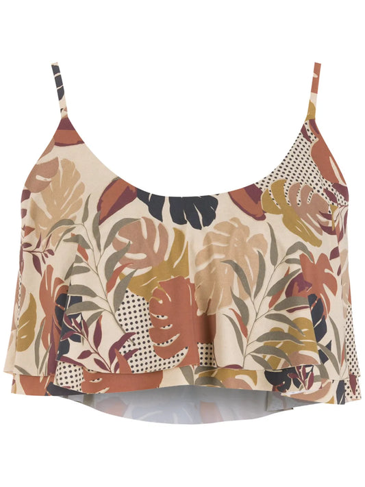 Palm Leaf Print Cropped Top