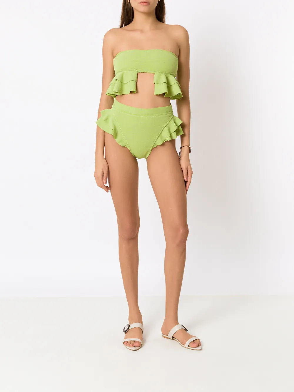 Turbe Ruffle-Embellished Bandeau Bikini Top