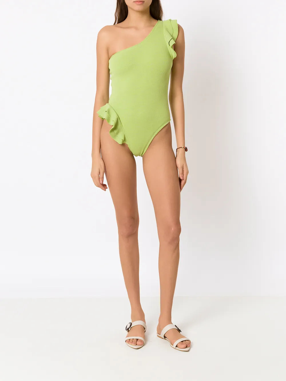 Ruffle-Trimmed One-Shoulder Swimsuit