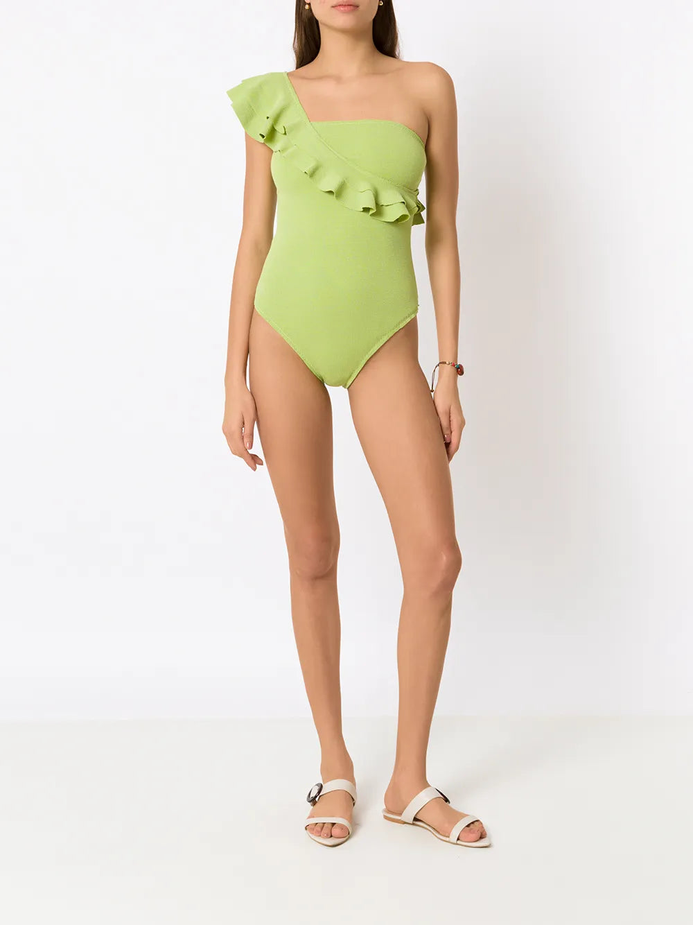 Ruffle-Trimmed One-Shoulder Swimsuit