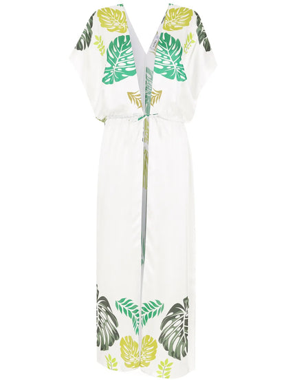 Palm Leaf-Print Beach Dress