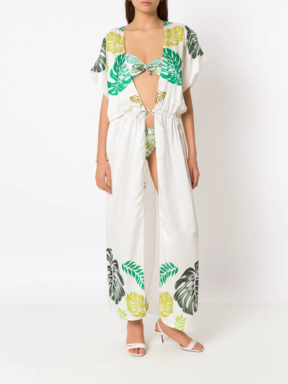 Palm Leaf-Print Beach Dress