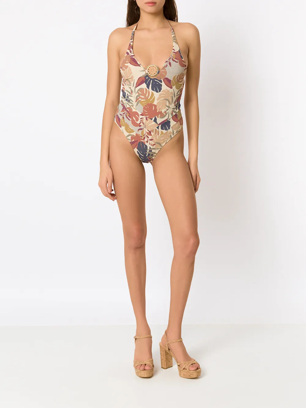 Palm Leaf Print Swimsuit
