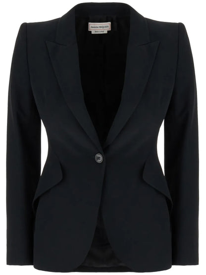 Peak-Lapel Single-Breasted Blazer