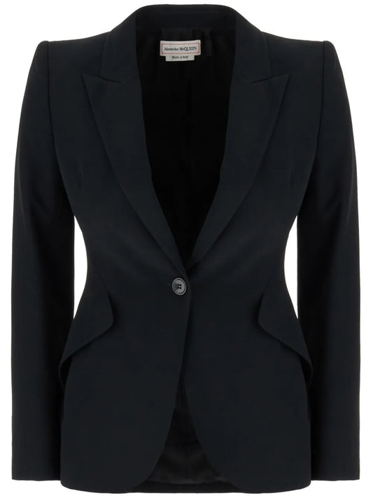 Peak-Lapel Single-Breasted Blazer