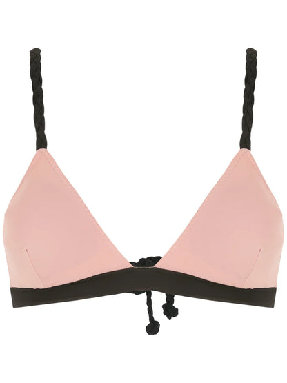 Contrast-Trim Triangle Bikini Top