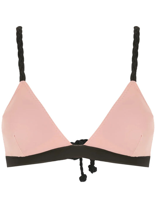 Contrast-Trim Triangle Bikini Top