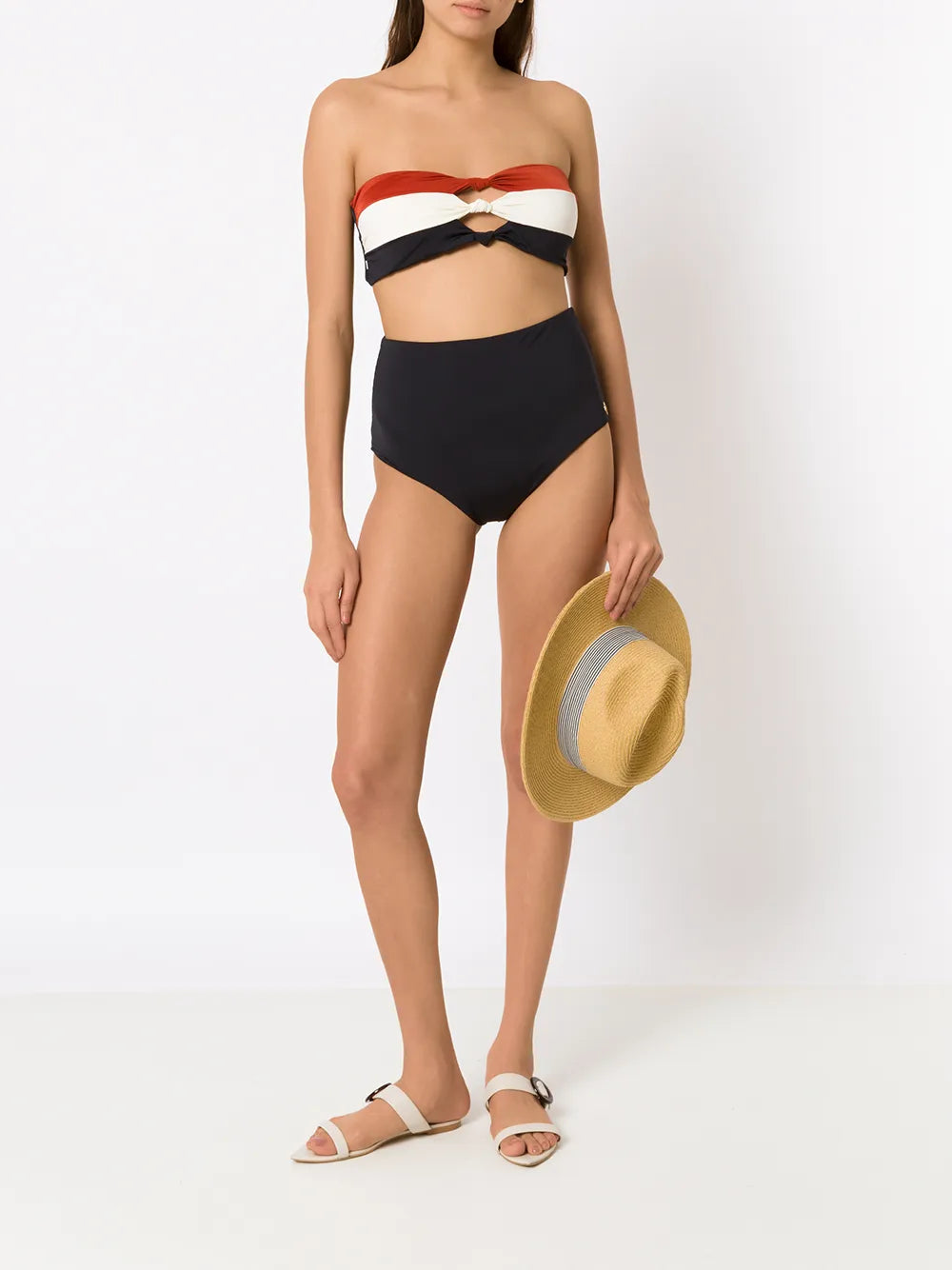 Knot-Detail Striped Bikini