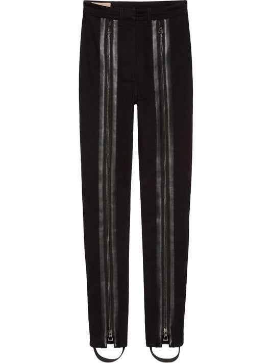 Zip-Detail Stirrup Trousers