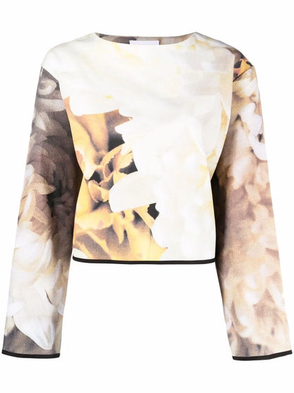 Floral-Print Crew Neck Sweatshirt