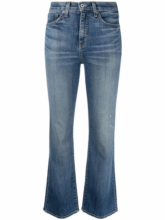 High-Rise Bootcut Bleach-Effect Jeans