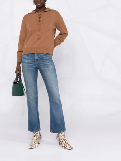 High-Rise Bootcut Bleach-Effect Jeans